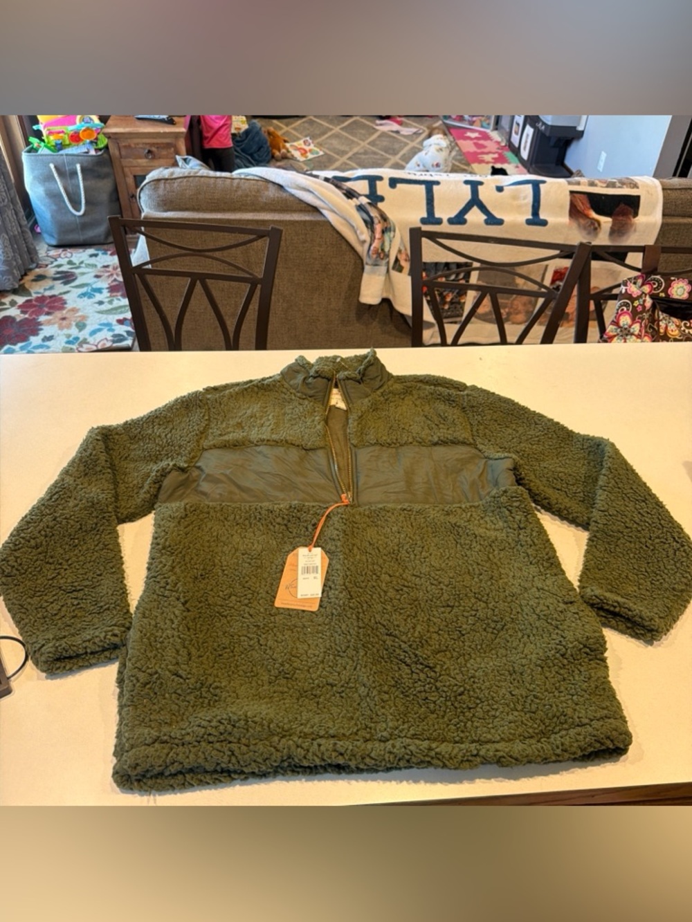 Weatherproof Olive Green Fleece Pullover